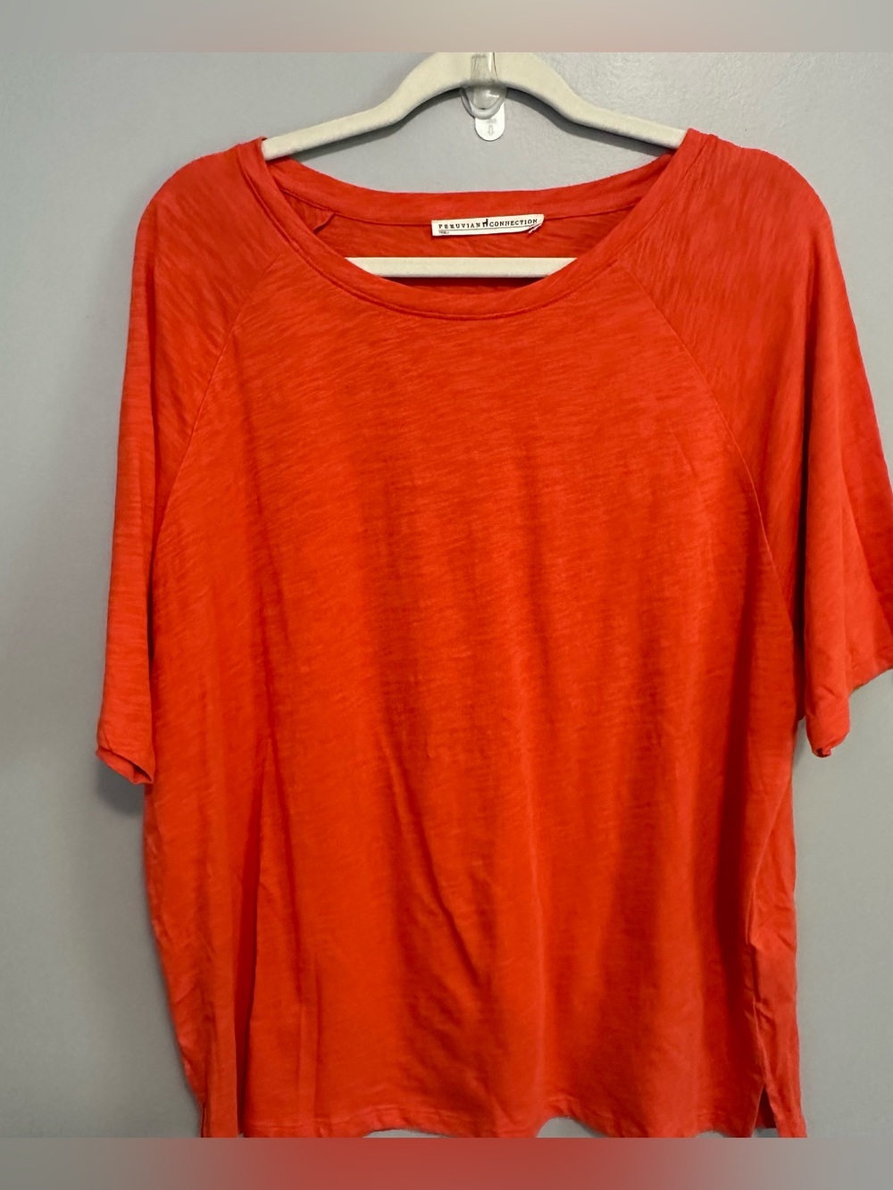 Peruvian Connection Orange Relaxed  Knit Top Women’s M/L Short Sleeve Peru